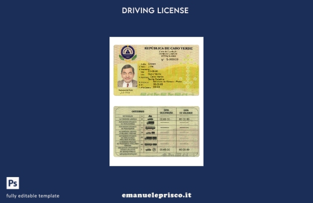 verified style modello di patente di guida Capo Verde in stile verificato template